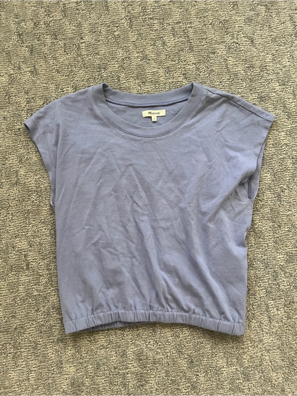 Madewell Dusty Lavender Elastic-Hem Cap Sleeve Tee
